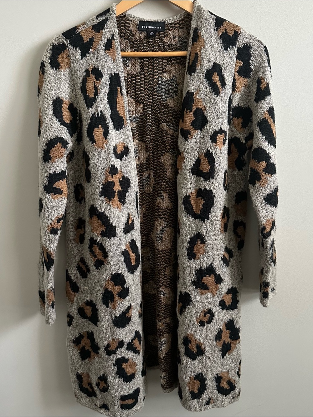 Fortune + Ivy Cozy Leopard Print Longline Cardigan Sweater (PM)